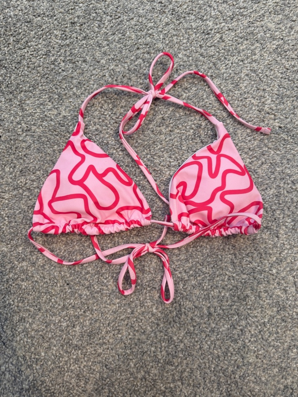 SHEIN Pink Patterned Triangle Bikini Top